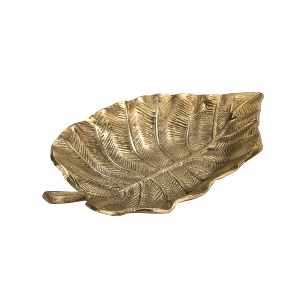 Patera metalowa złoty liść 23cm