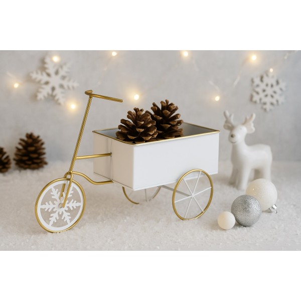 Doniczka osłonka Rowerek biały 32x13 cm