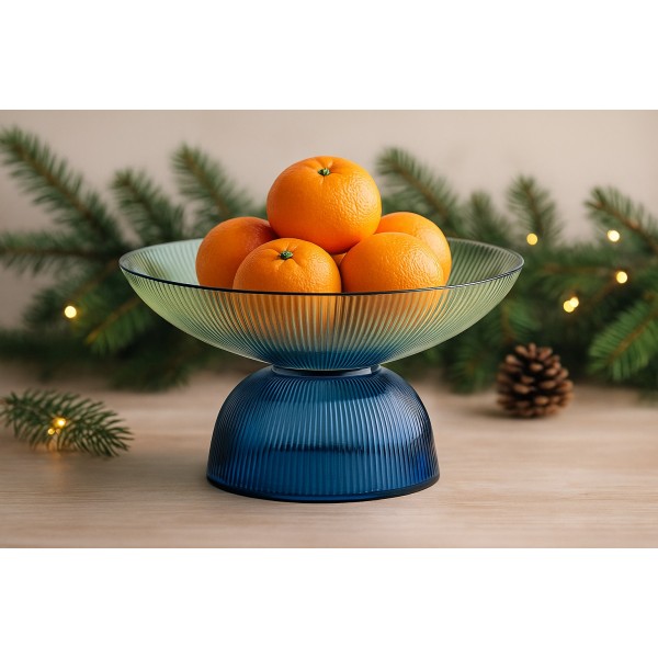 Patera dekoracyjna szklana 35 cm zielono-niebieska