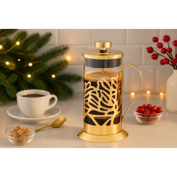 Zaparzacz do kawy i herbaty 600 ml Royal liście złoty