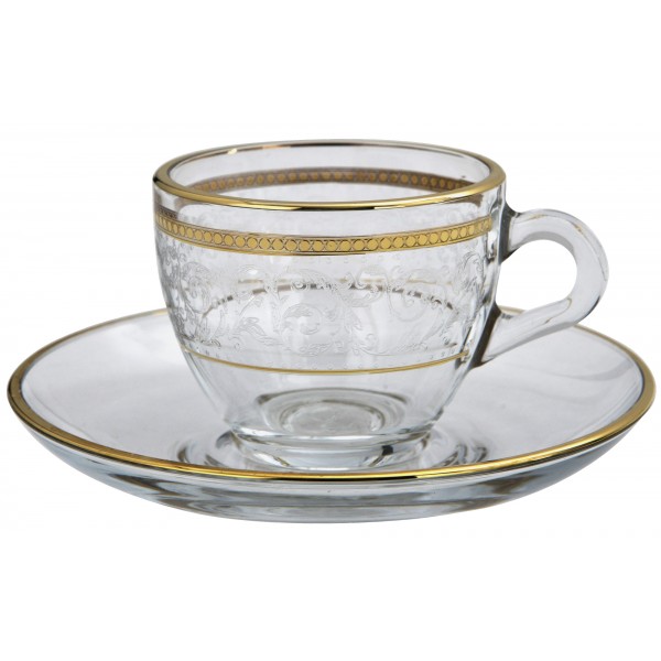 Zestaw 2 filiżanek do espresso 60 ml + spodki Dolce Vita Gold