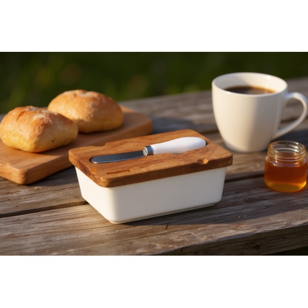 Maselniczka z nożem biała KB-7785