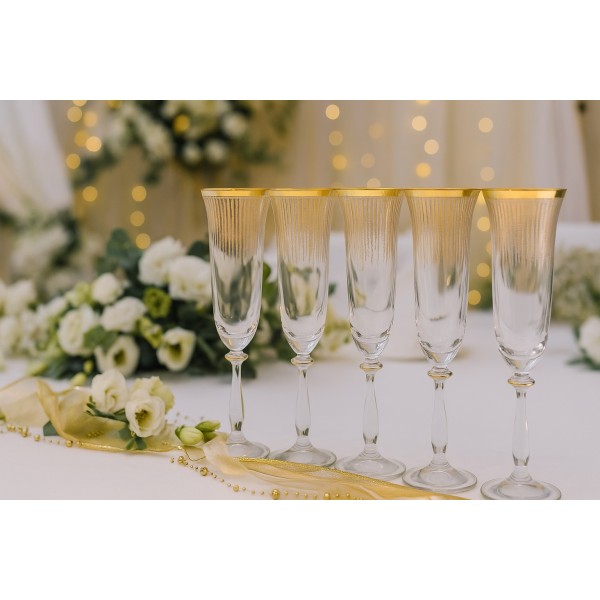 Komplet 6 kieliszków do szampana 190 ml Koral Gold