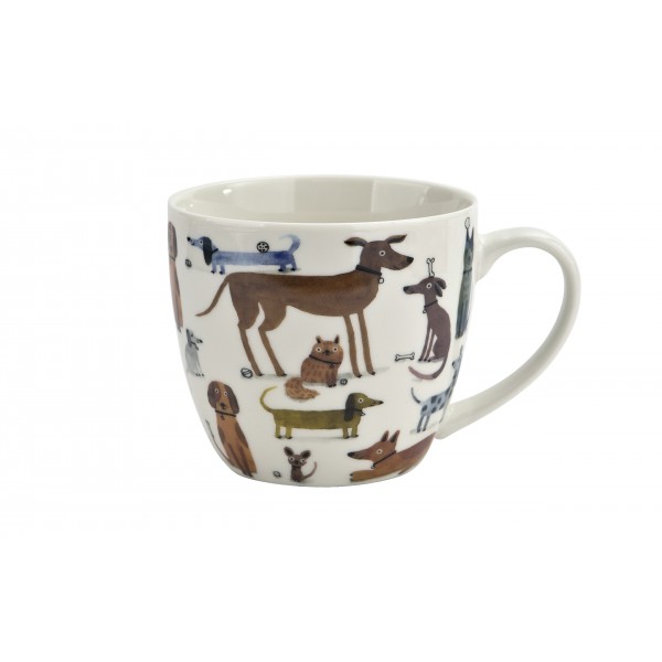 Kubek porcelanowy 460 ml Rózne Psy w koszyczku