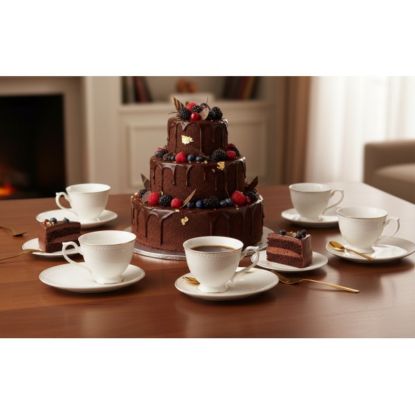 Komplet 6 filiżanek 220 ml + spodki Dominica