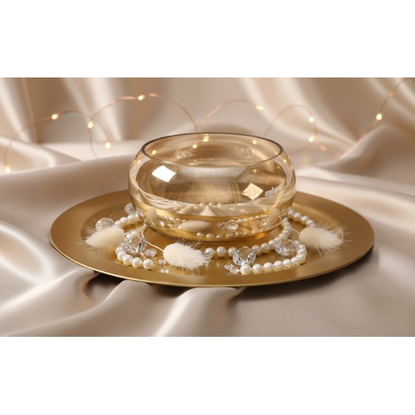 Pojemnik szklany 19x9,5 cm złoty JK0225