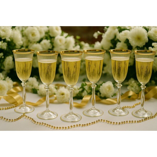 Komplet 6 kieliszków/gobletów 250 ml do napojów Koral Gold