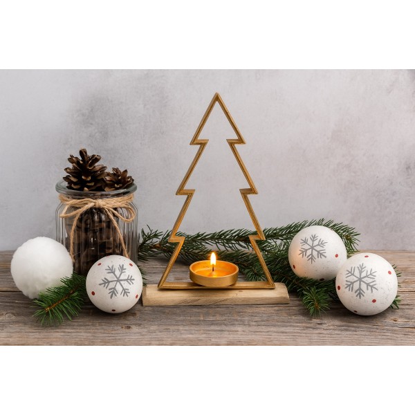 Metalowy świecznik Choinka złota 32 cm duża