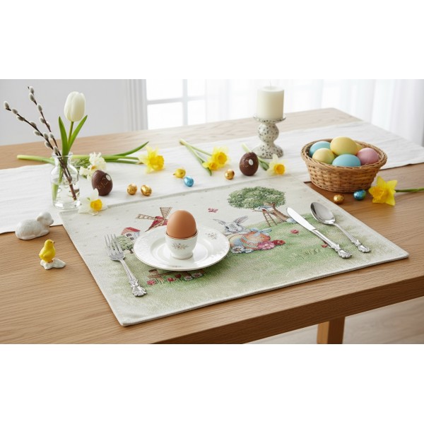 Serwetka gobelinowa 37x48 cm Runner 1179 Zajączki i wiatrak