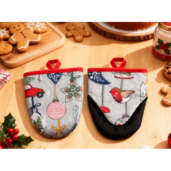 Komplet 2 rękawic kuchennych Christmas Ornaments 7CHOR022