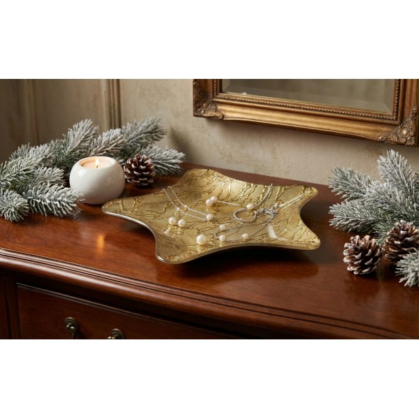 Podstawka szklana 23 cm gwiazda złota RF0717