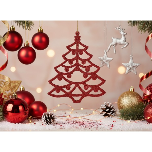 12x Ozdoba świąteczna choinka czerwona