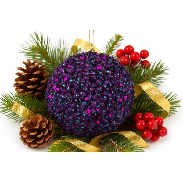 Bombka 10cm (2 szt.) fioletowo-różowa