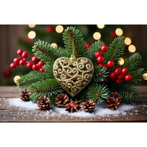 6x Bombka złota serce