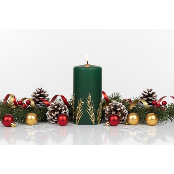 Świeca klubowa 12 cm Frozen Time choinkowa zieleń