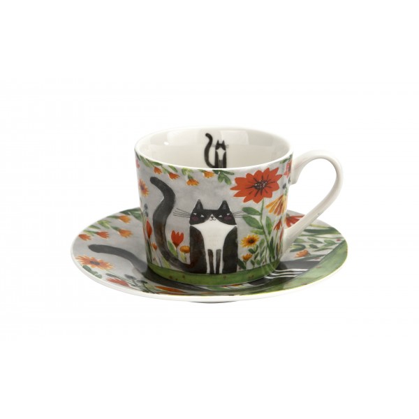 Komplet 2 filiżanek 230 ml + spodki Koci Świat Łąka
