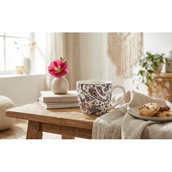 Kubek porcelanowy 460 ml Liberty w koszyczku