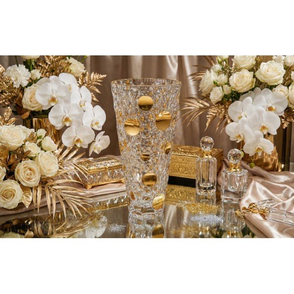 Wazon kryształowy 31 cm Jihlava Lisboa Gold