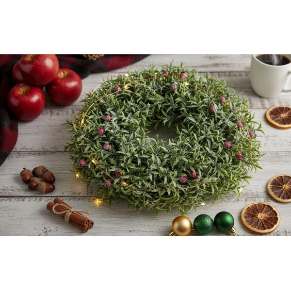 Ozdoba świąteczna Wianek czerwone kulki 40 cm