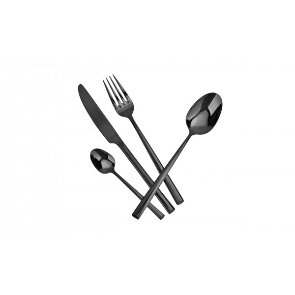 Sztućce METROPOLE czarne dla 6/24 cz. w kasecie