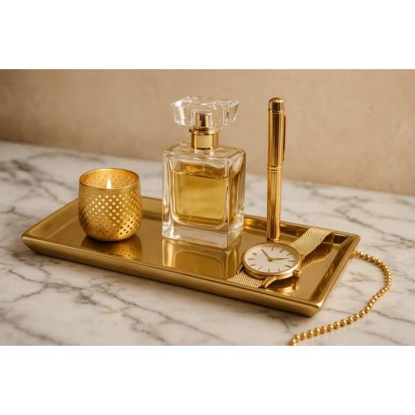 Taca ceramiczna ozdobna 25,5x13x3 cm złota