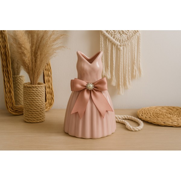Wazon ceramiczny Sukienka różowa