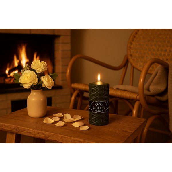 Świeca pieńkowa 20 cm Linden Hon. butelkowa zieleń 200/70