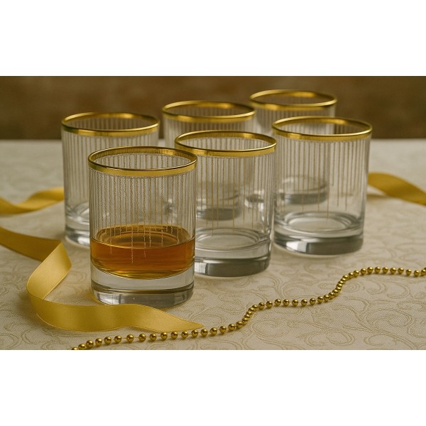 Komplet 6 szklanek do whisky 300 ml Koral Gold
