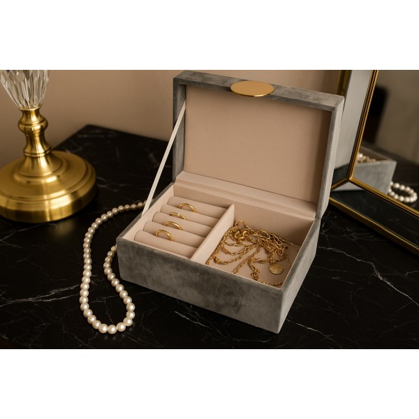 Szkatułka na biżuterię szara 144865