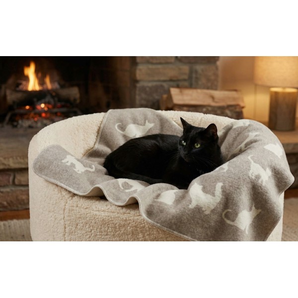 Koc dla zwierzaka 70x90 cm Beżowe Koty 71539379