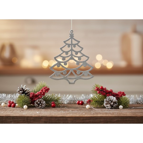 12x Ozdoba świąteczna choinka srebrna