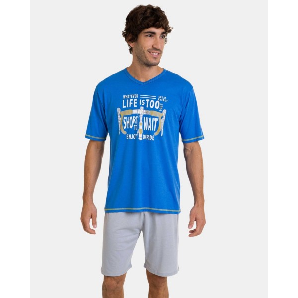 Piżama męska rozm. L P241318 krótki rękaw 158 Blue