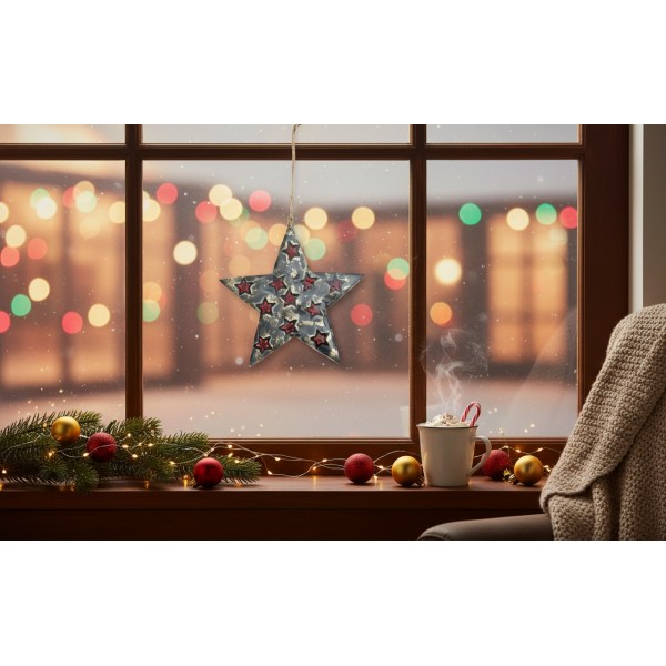 Zawieszka świąteczna z drewna Gwiazda 15 cm