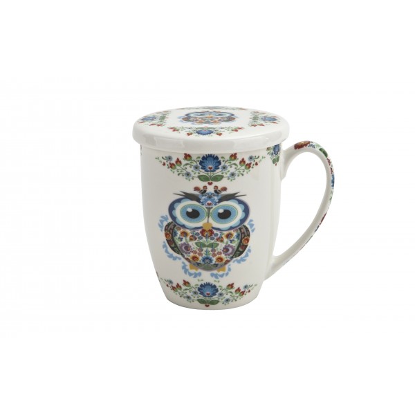 Kubek porcelanowy z zaparzaczem 350 ml Sowa Etno