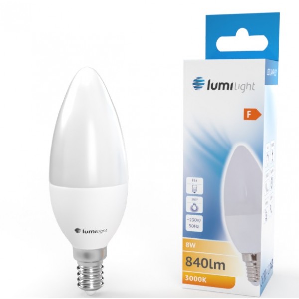 ŻARÓWKA LED ŚWIECA C37 E14 8W CIEPŁA LL2145