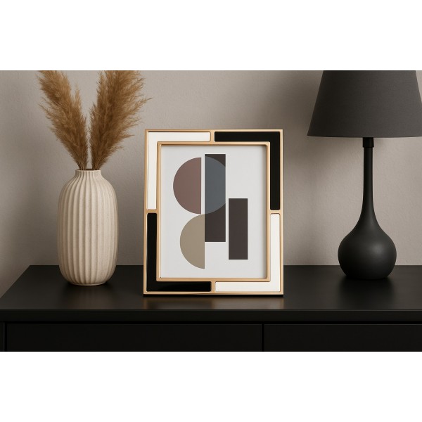 Ramka na zdjęcia 16,5x21,5 cm złota biało-czarna średnia