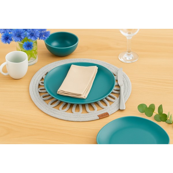 Mata stołowa 35 cm Boho sznurek kremowa