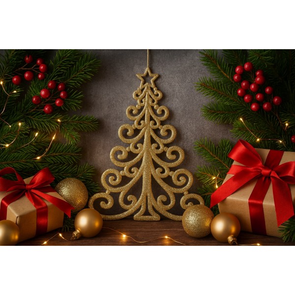 Ozdoba świąteczna Choinka złota