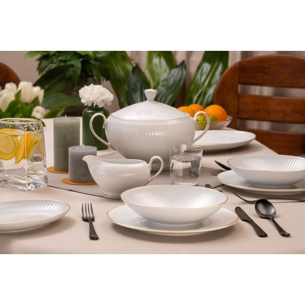 Serwis obiadowy dla 12 osób 44 el. Dalia Złota Linia