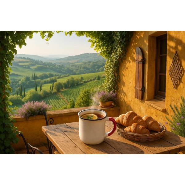 Kubek ceramiczny 400 ml Garnuszek kremowo-czerwony