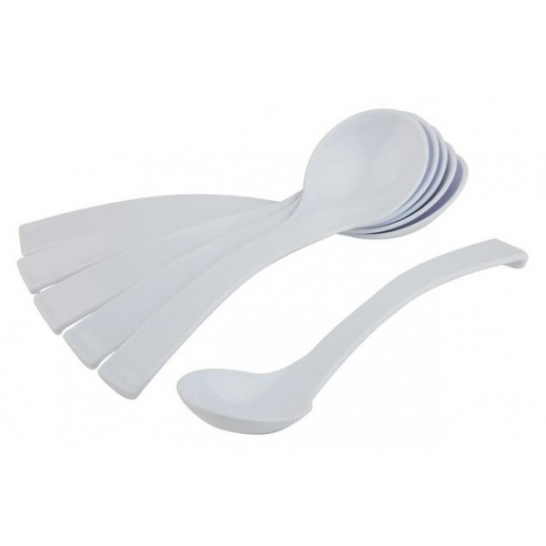 Komplet 6 x Łyżka do podawania biała