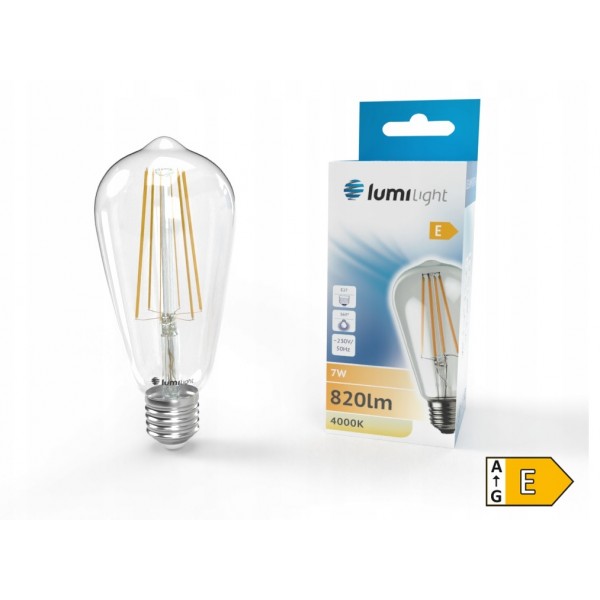 Żarówka LED ozdobna E27 7W barwa naturalna LL5917