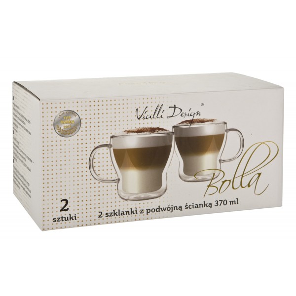 Komplet 2 szklanek termicznych 370 ml z podwójną ścianką Bolla