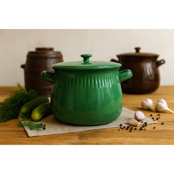 Garnek kamionka na smalec zupę ogórki kapustę Chomik 3 L zielony