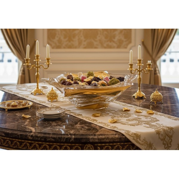 Misa kryształowa 33 cm Flamenco Belt Gold