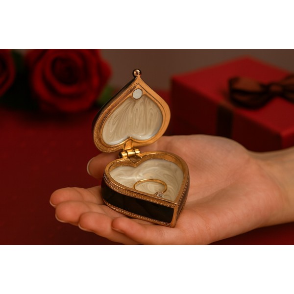 Puzderko/mini szkatułka serduszko czarne