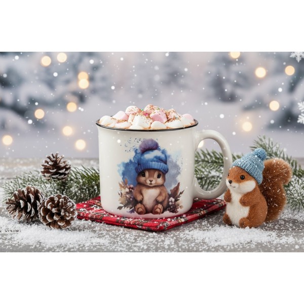 Kubek porcelanowy 220 ml Wiewiórka Henio niebieska