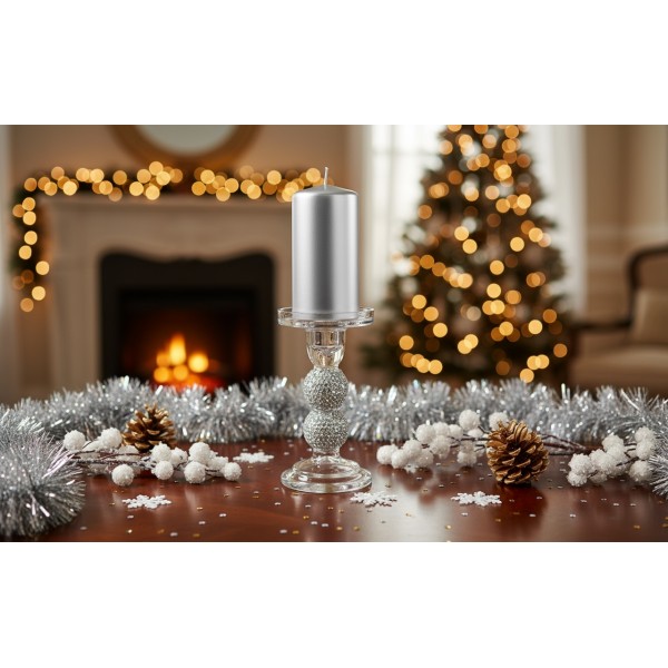 Świecznik szklany średni 15,5 cm cm JK0349