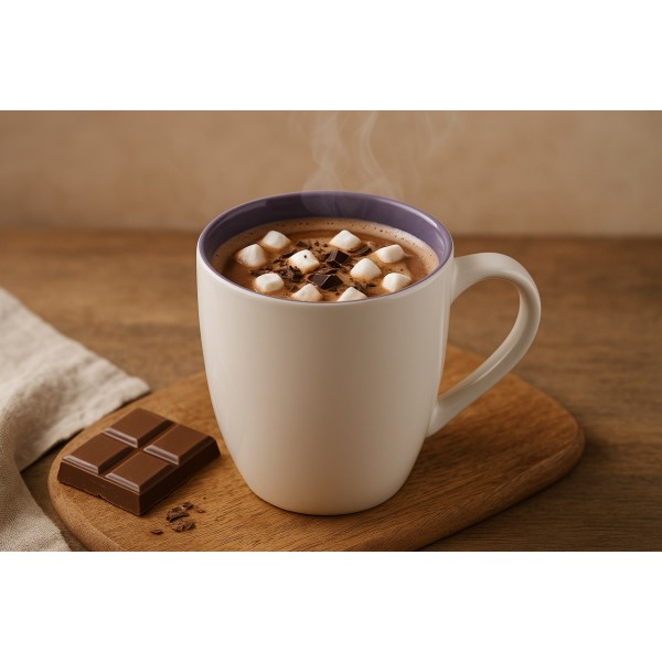 Kubek porcelanowy 470 ml Biały - fioletowy