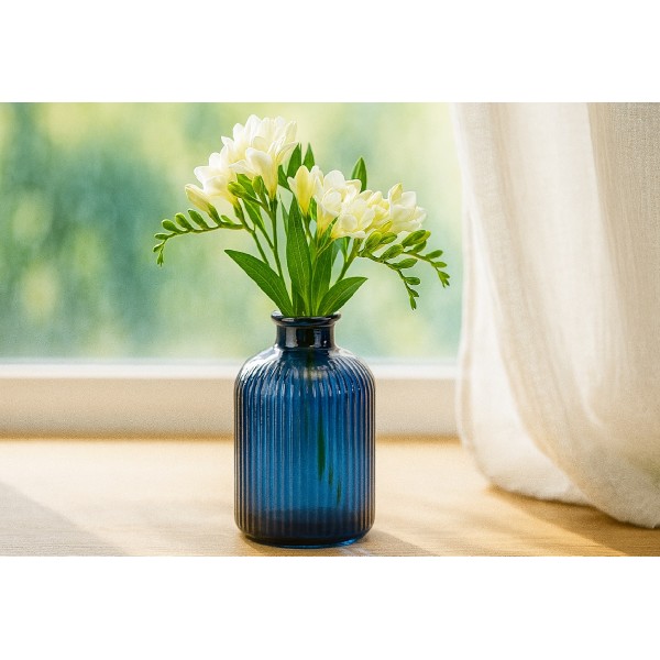 Wazon szklany 18 cm Stripe granatowy San Miguel recykling